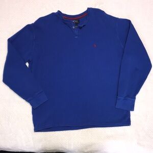 Polo by Ralph Lauren Men’s Waffle Knit Long Sleeve Polo Cobalt Blue Size 2XL